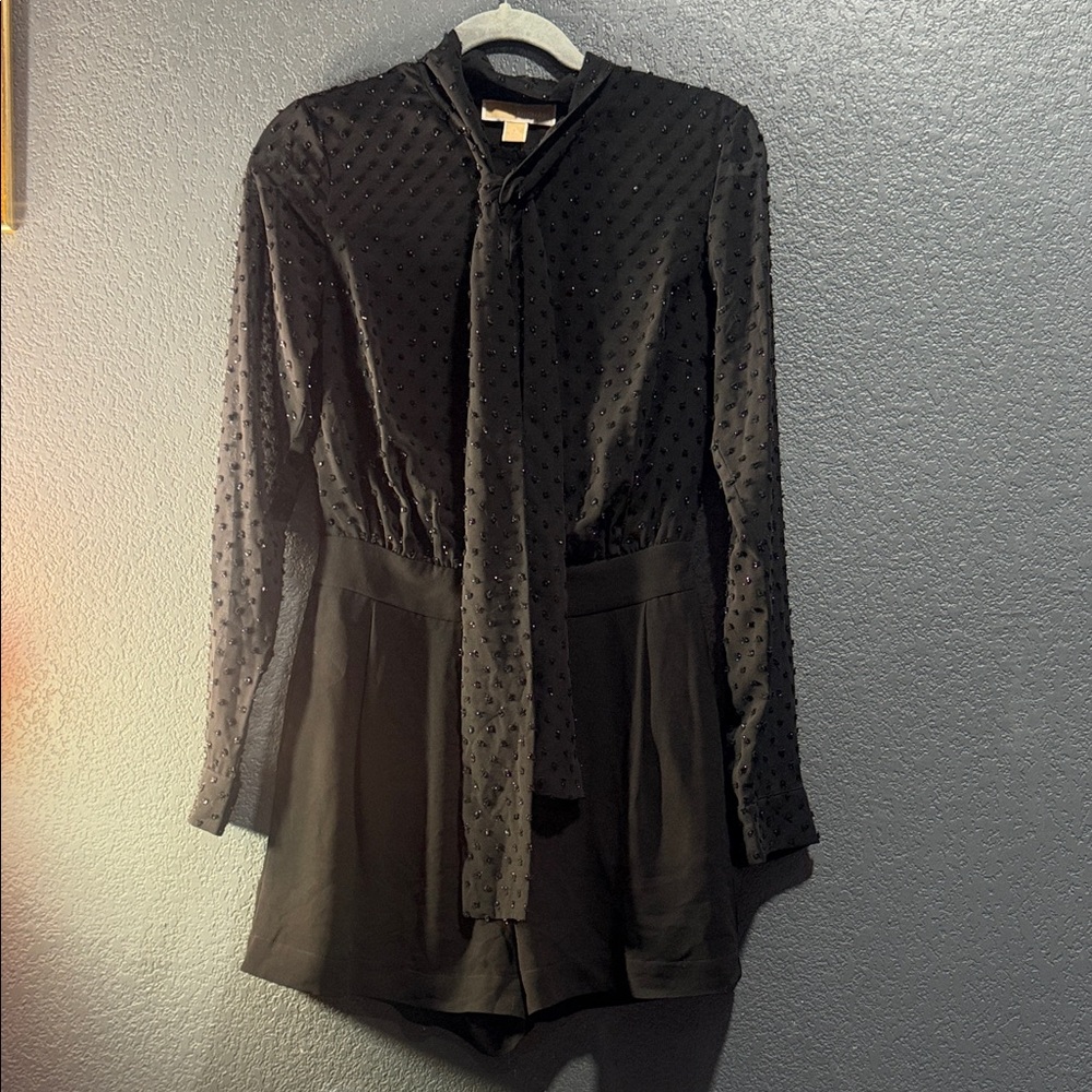 MICHAEL Michael Kors Black Textured Romper